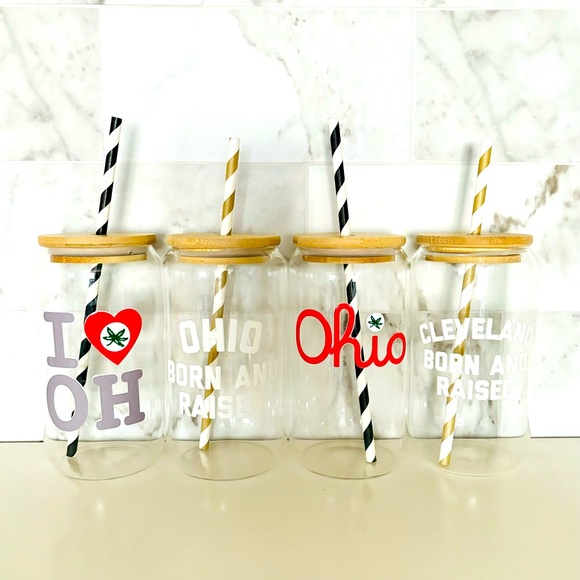 Other - ⭕️🏈🏟 1 GLASS - Ohio State custom beer glass with lid
